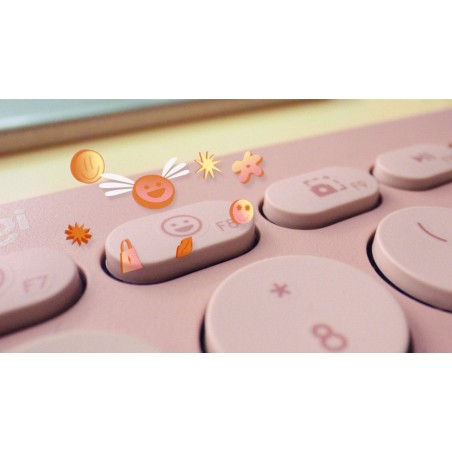 Teclado  español logitech pebble keys 2 k380s rf wireless + bluetooth qwerty rosa