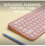 Teclado  español logitech pebble keys 2 k380s rf wireless + bluetooth qwerty rosa