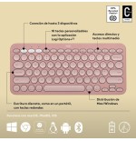 Teclado  español logitech pebble keys 2 k380s rf wireless + bluetooth qwerty rosa