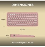 Teclado  español logitech pebble keys 2 k380s rf wireless + bluetooth qwerty rosa
