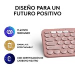 Teclado  español logitech pebble keys 2 k380s rf wireless + bluetooth qwerty rosa