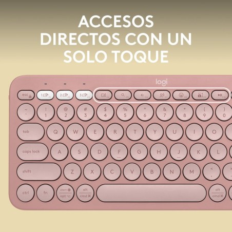 Teclado  español logitech pebble keys 2 k380s rf wireless + bluetooth qwerty rosa