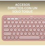 Teclado  español logitech pebble keys 2 k380s rf wireless + bluetooth qwerty rosa