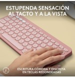 Teclado  español logitech pebble keys 2 k380s rf wireless + bluetooth qwerty rosa