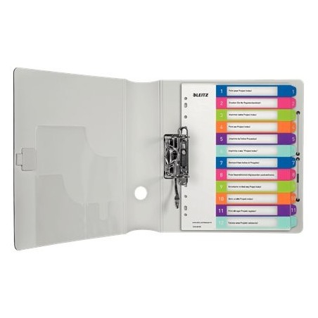 Leitz wow indice de plastico imprimible multicolor 12 pestañas - multitaladro - formato a4 - color translucido