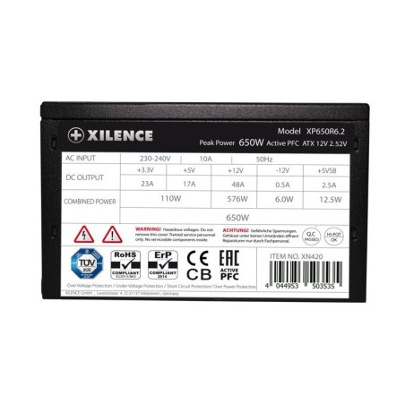 Fuente de alimentación xilence 650w performance c+ xn420 80+ atx 2.52