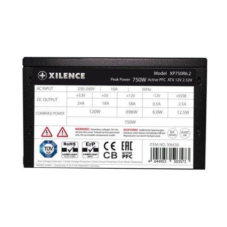 Fuente de alimentación xilence 750w performance c+ xn430 80+ atx 2.52