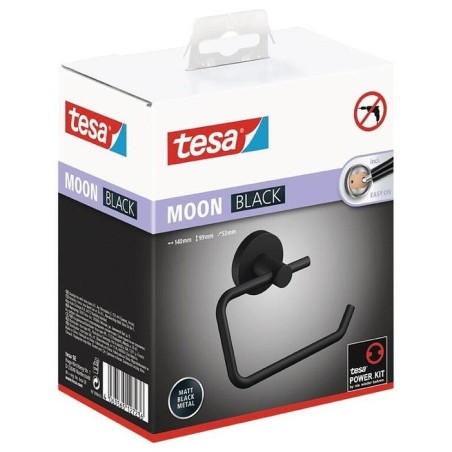 Portarrollos papel higienico tesa moon black montado en pared negro