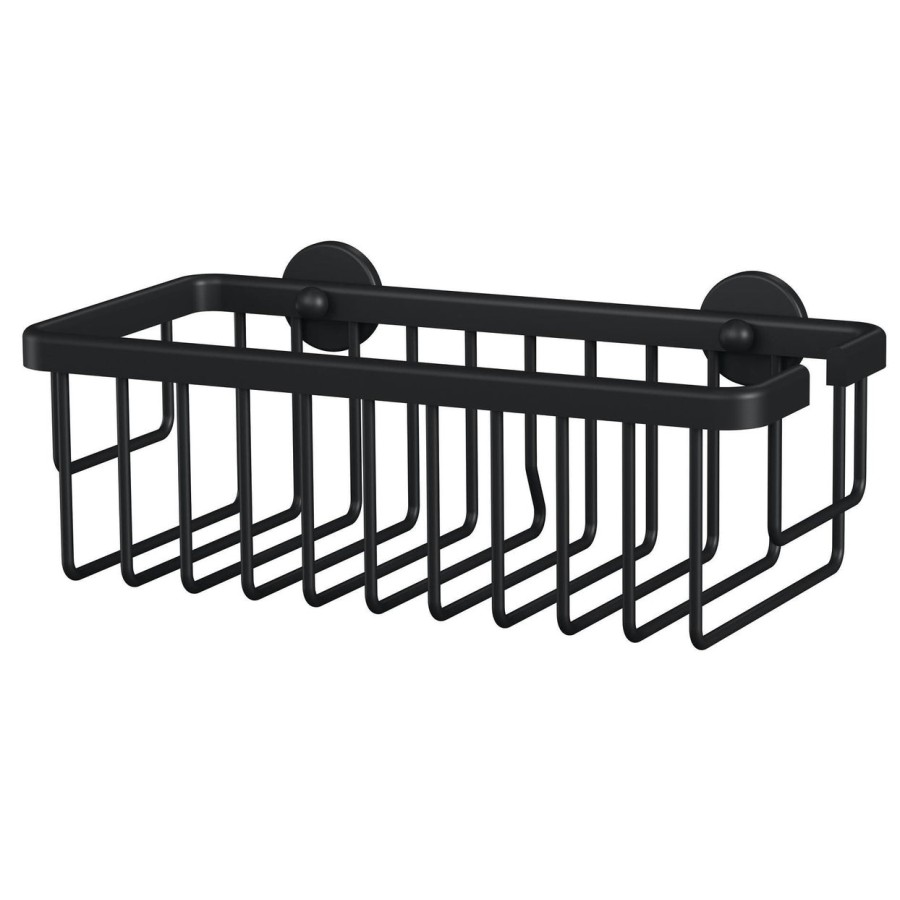 Tesa moon black aluminio montado en pared cesta de ducha