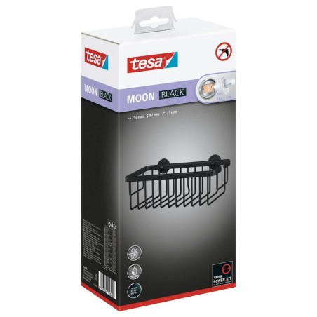 Tesa moon black aluminio montado en pared cesta de ducha