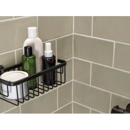 Tesa moon black aluminio montado en pared cesta de ducha