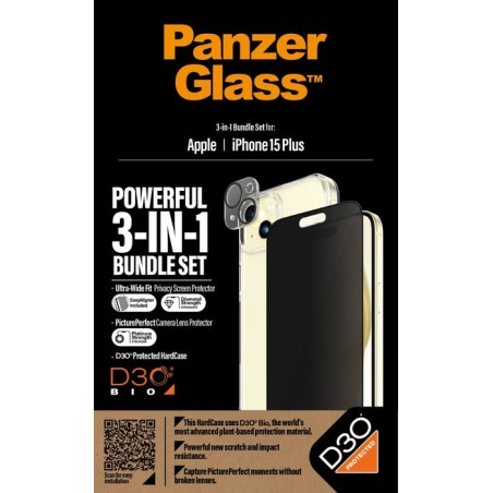 Protector de pantalla  apple - iphone 15 pluspanzerglass privacy 3-in-1-pack iphone 2023 6.7
