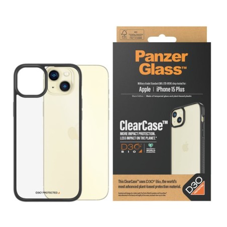 Funda para iphone 15 plus panzerglass clearcase   (6.7") negro, transparente