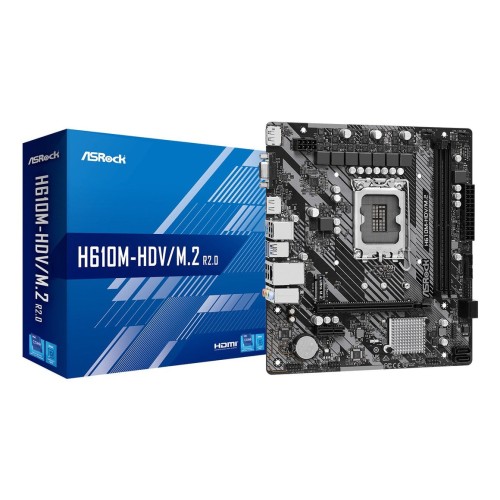 Placa base asrock 1700 h610m-hdv/m.2 r2.0 m-atx 2xddr4 4xsata6 2xusb 3.2 4xusb 2.0