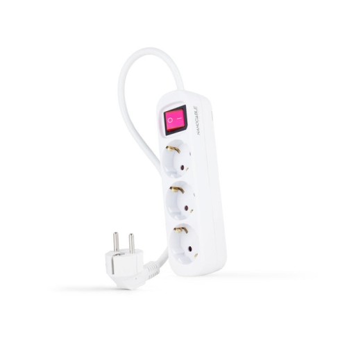 Nanocable regleta 3 tomas interruptor 1.4m - blanco
