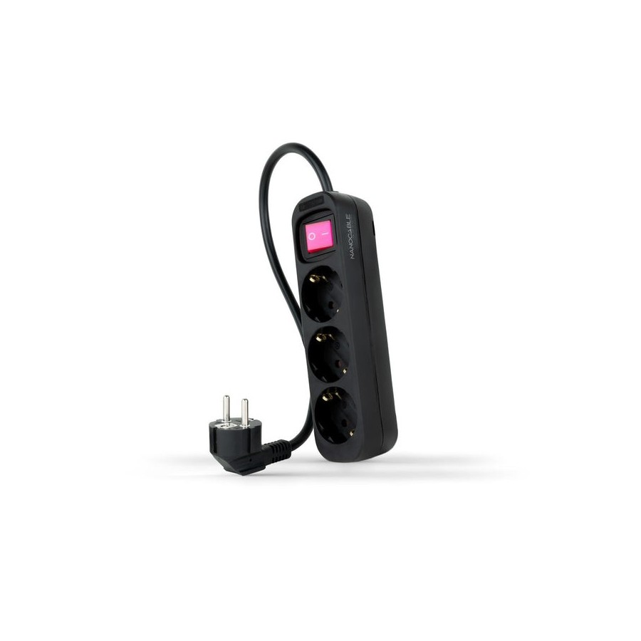 Nanocable regleta 3 tomas interruptor 1.4m - negro