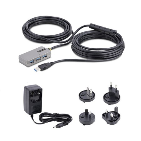 Hub startech.com u01043-usb-extender de interfaz usb 3.2 gen 1 [3.1 gen 1] type-a 5000 mbit/s negro, plata