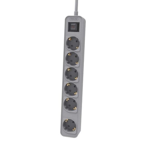 Regleta con interruptor philips chp2164g 10 6 tomas de corriente cable 1.5m gris