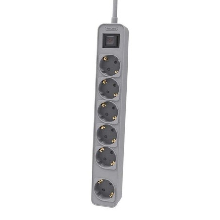 Regleta con interruptor philips chp2164g 10 6 tomas de corriente cable 1.5m gris