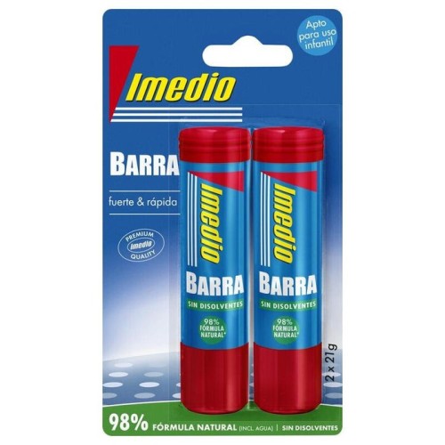 Imedio pack de 2 barras de pegamento de 21grs - sin disolventes - lavable - apto para uso escolar