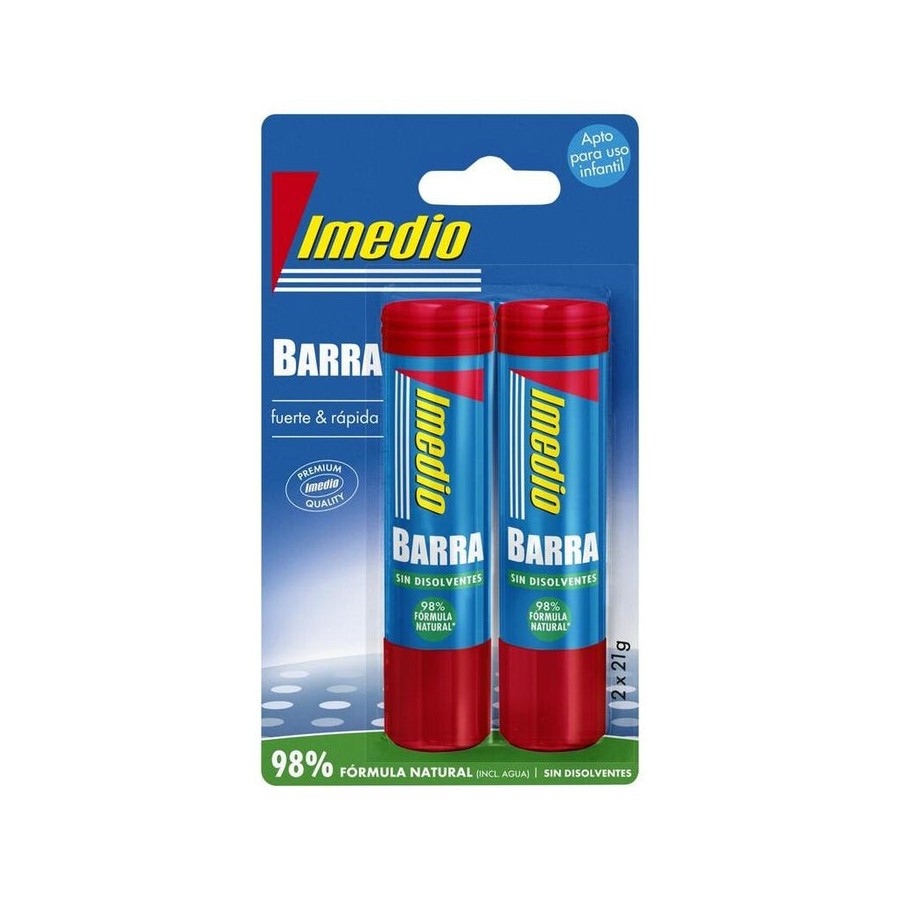 Imedio pack de 2 barras de pegamento de 21grs - sin disolventes - lavable - apto para uso escolar