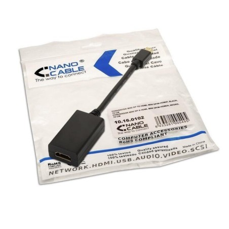 Nanocable conversor mini dp a hdmi - mdp/m-hdmi a/h - 15cm - negro