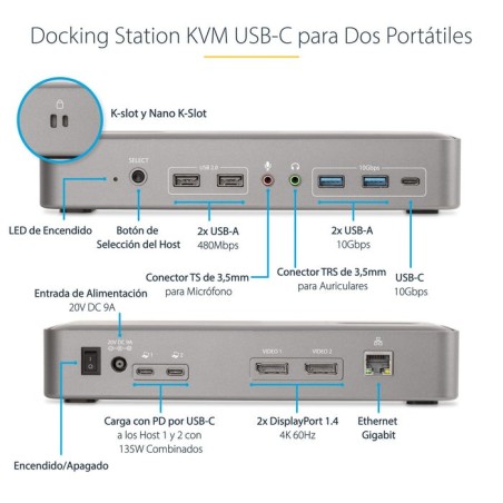Startech docking station kvm usb-c para portátil