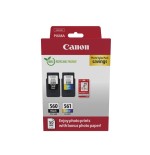 Canon pg-560/cl-561 pack de 2 cartuchos de tinta originales + papel fotografico brillante gp-501 - 3713c008