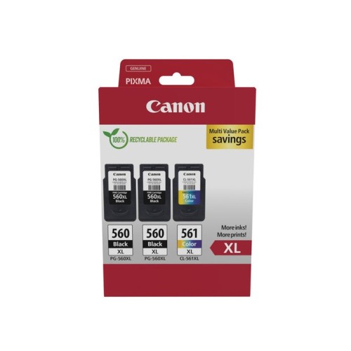 Canon pg-560xl/cl-561xl pack de 3 cartuchos de tinta originales - 3712c009