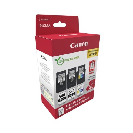 Canon pg-540l/cl-541xl multipack de 3 cartuchos de tinta originales + 50 hojas de papel fotografico - 5224b015