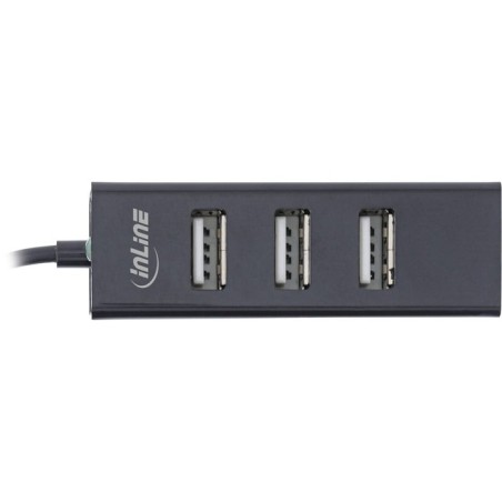 Inline® usb 2.0, 4-port hub, usb-c macho a 4x usb-a female, black, 15cm, slim design