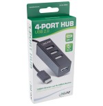 Inline® usb 2.0, 4-port hub, usb-c macho a 4x usb-a female, black, 15cm, slim design