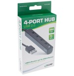 Inline® usb 2.0 hub, 4 port, usb-a macho a 4x usb-a female, black, 15cm, slim design