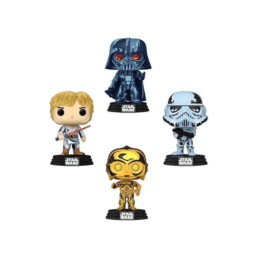Blister 4 figuras pop star wars exclusive