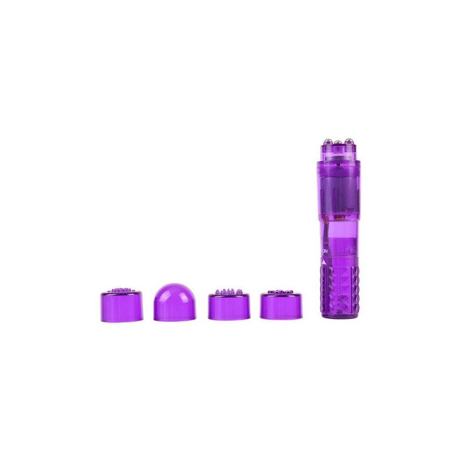 Mini masajeador 3 cabezales purpura