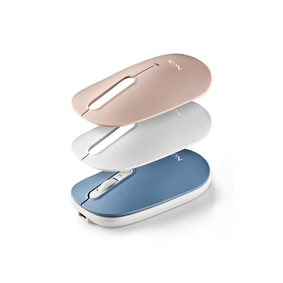 Ratón inalámbrico por bluetooth ngs shell-rb batería recargable hasta 1600 dpi azul blanco rosa