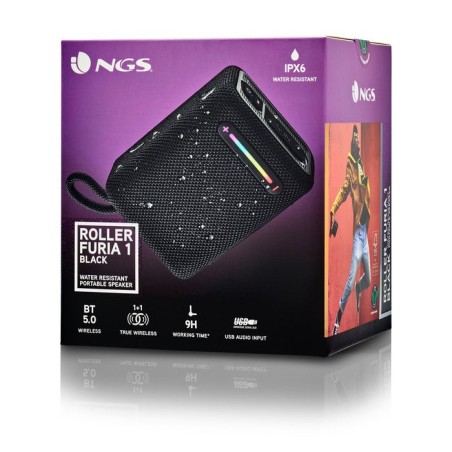 Ngs altavoz port bt luces rgb ipx6 color negro 15w