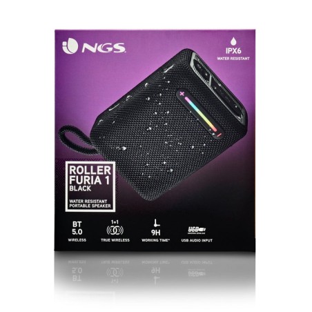 Ngs altavoz port bt luces rgb ipx6 color negro 15w