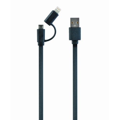 Gembird cable usb 2.0 a micro usb y lightning 1m negro
