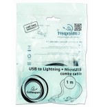 Gembird cable usb 2.0 a micro usb y lightning 1m negro