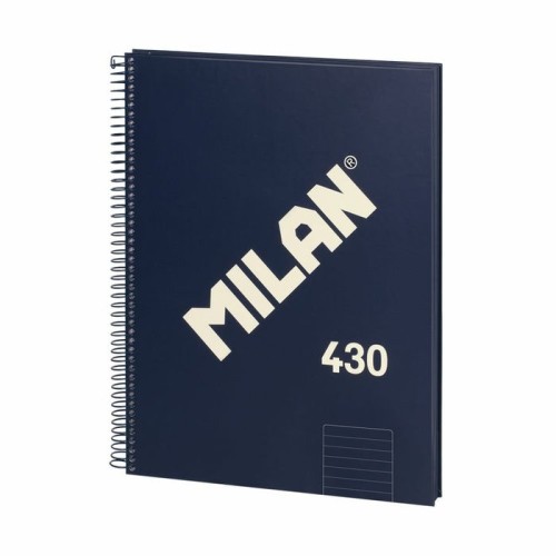 Milan cuaderno espiral formato a4 pautado 7mm - 80 hojas de 95 gr/m2 - microperforado, 4 taladros - color azul oscuro