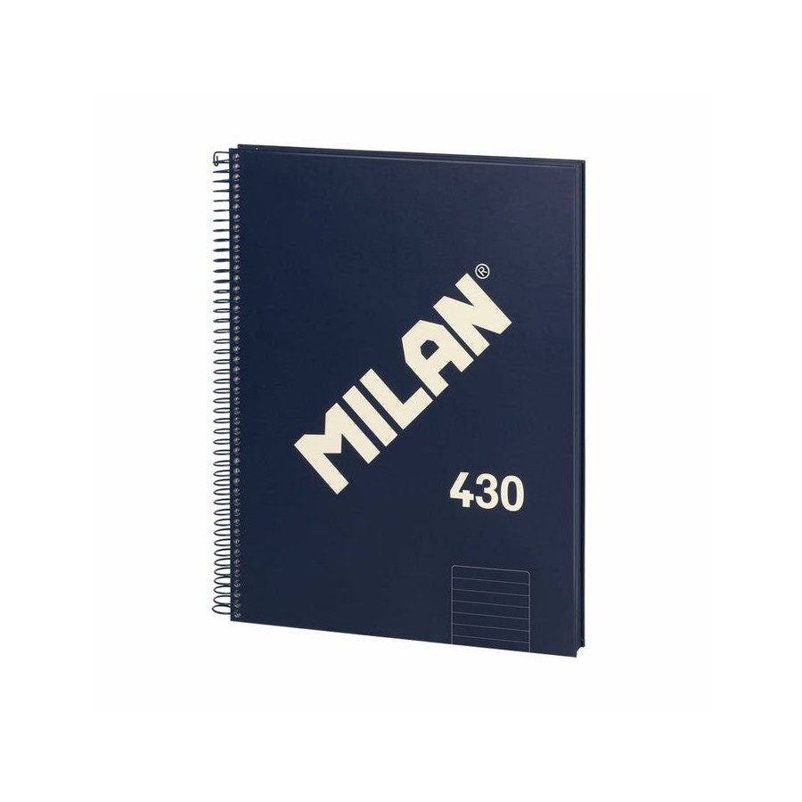 Milan cuaderno espiral formato a4 pautado 7mm - 80 hojas de 95 gr/m2 - microperforado, 4 taladros - color azul oscuro