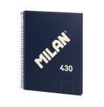 Milan cuaderno espiral formato a4 pautado 7mm - 80 hojas de 95 gr/m2 - microperforado, 4 taladros - color azul oscuro