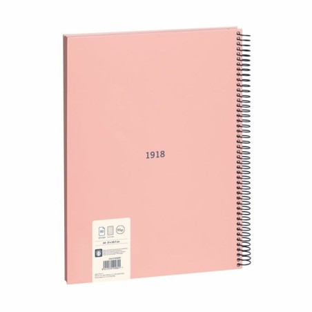 Milan cuaderno espiral formato a4 cuadricula 5x5mm - 80 hojas de 95 gr/m2 - microperforado, 4 taladros - color rosa