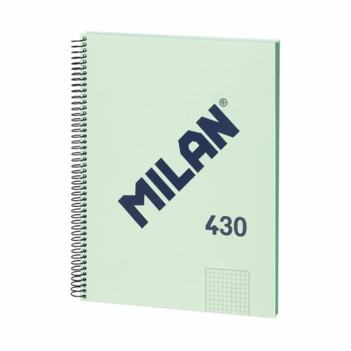 Milan cuaderno espiral formato a4 cuadricula 5x5mm - 80 hojas de 95 gr/m2 - microperforado, 4 taladros - color verde