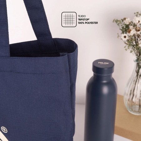 Milan serie 1918 tote bag bolsa de tela - tamaño  50x38x41cm - asa larga 27cm - tejido 'ripstop' - color azul oscuro