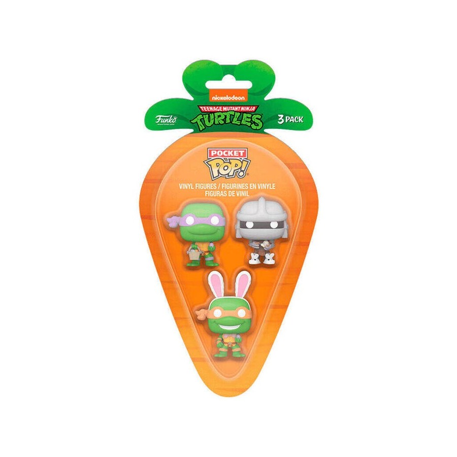 Blister 3 figuras carrot pocket pop tortugas ninja donatello shredder michelangelo