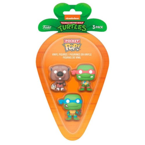 Blister 3 figuras carrot pocket pop tortugas ninja splinter leonardo raphael