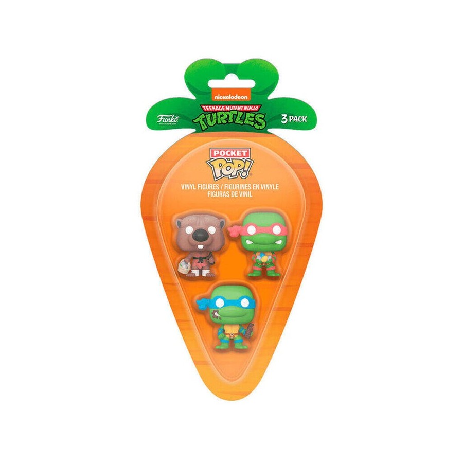 Blister 3 figuras carrot pocket pop tortugas ninja splinter leonardo raphael