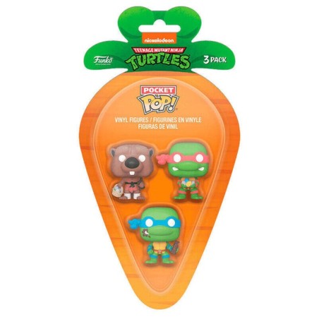 Blister 3 figuras carrot pocket pop tortugas ninja splinter leonardo raphael